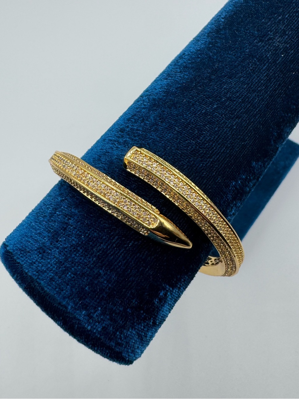 Gold Pave Nail Bangle - Picture 4 of 12
